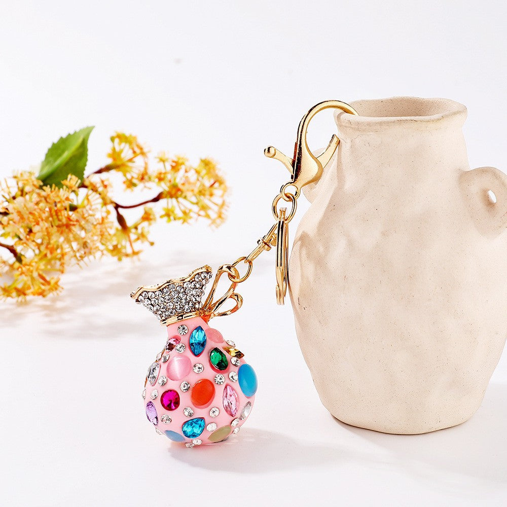 Wholesale Diamond-studded lucky bag couple car keychain